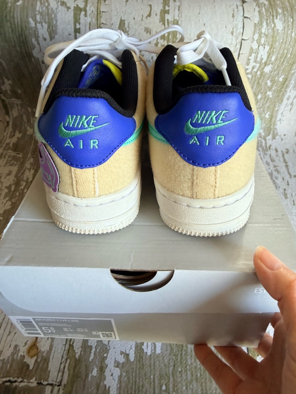 Nike Air Force 1 LV8 1 GS “Multi-Color Velcro” Size 5.5Y w/ Box FN7818-100 - Picture 5 of 14